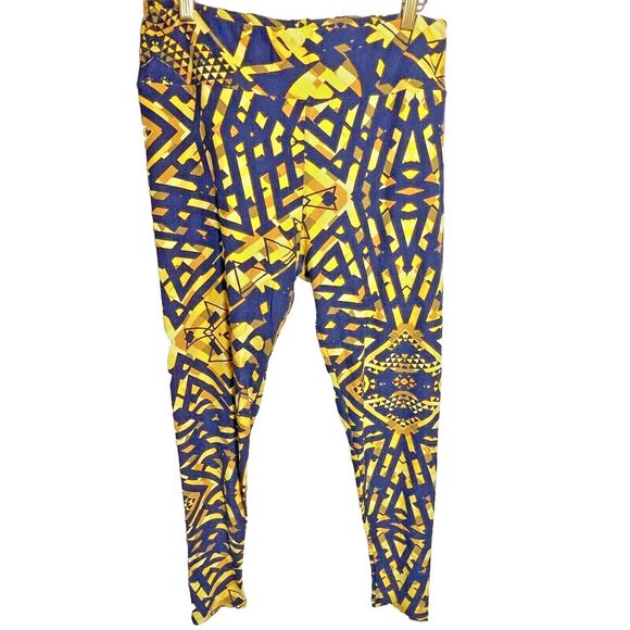LulaRoe Womens Size Tall & Curvy (12-18) with Yellow & Navy‎ Design Super Soft - Picture 1 of 3